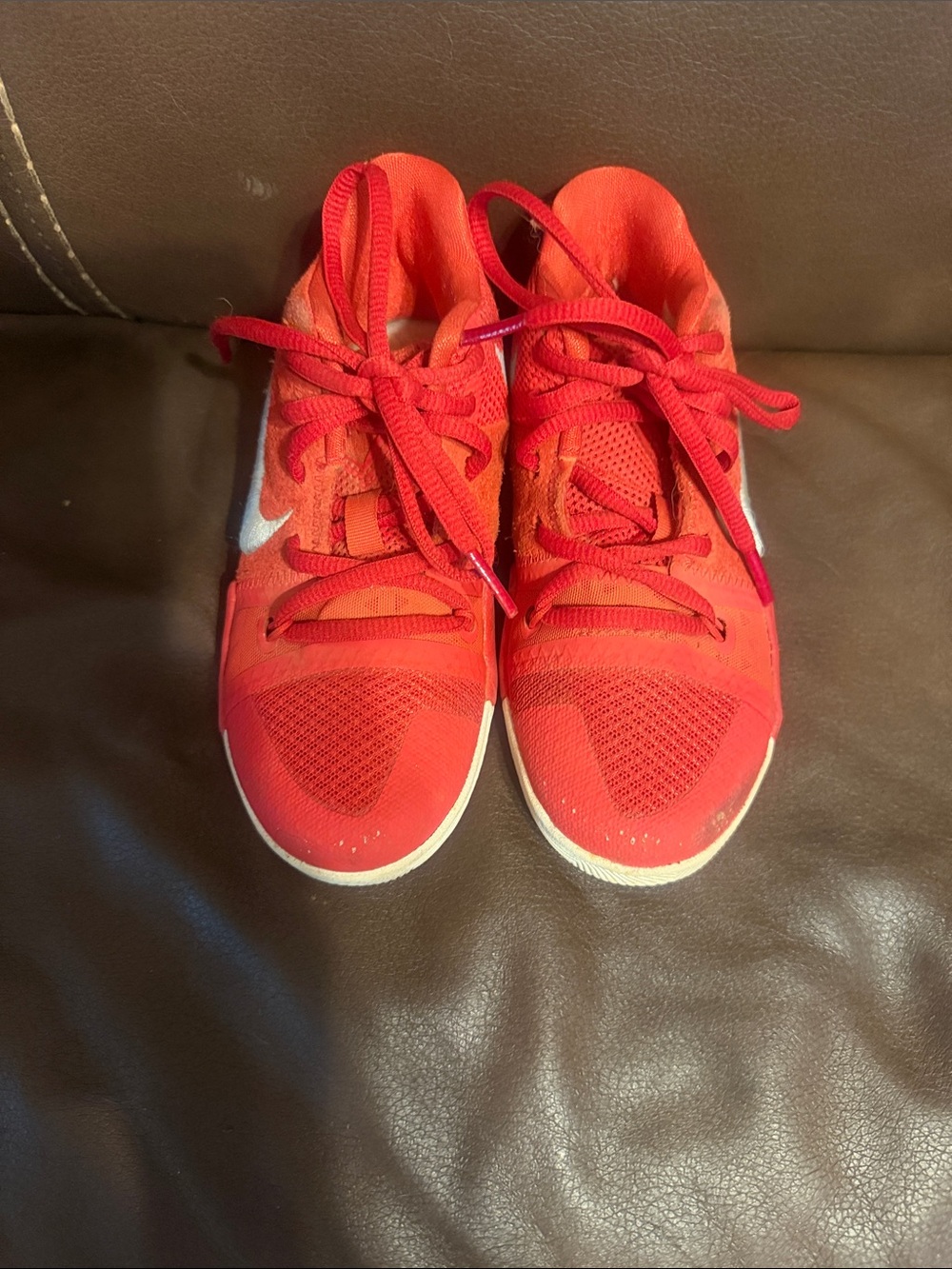 Nike Kids Red Lace-Up Sneakers with White Swoosh Accent